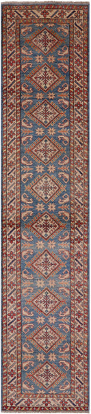 Kazak Hand Knotted Runner Rug - 2' 8" X 12' 4" - Golden Nile