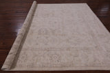 Ivory Peshawar Hand Knotted Wool Rug - 8' 0" X 9' 9" - Golden Nile