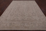 Ivory Peshawar Hand Knotted Wool Rug - 8' 0" X 9' 9" - Golden Nile