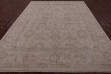 Ivory Peshawar Hand Knotted Wool Rug - 8' 0" X 9' 9" - Golden Nile