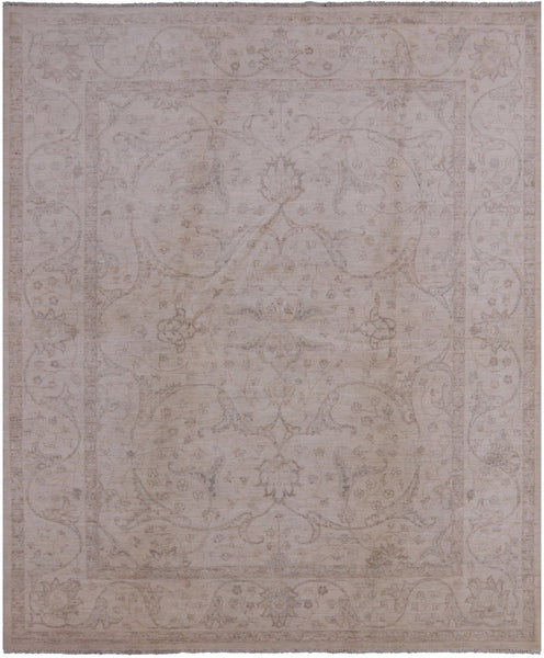 Peshawar Hand Knotted Wool Area Rug - 8' 0" X 9' 8" - Golden Nile