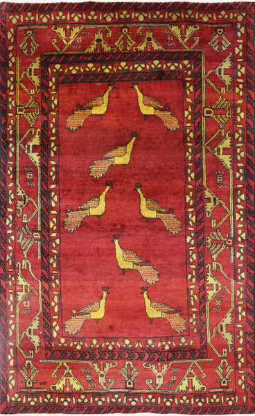 4 X 7 Handmade Pictorial Persian Wool Area Rug - Golden Nile