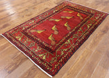 4 X 7 Handmade Pictorial Persian Wool Area Rug - Golden Nile