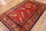 4 X 7 Handmade Pictorial Persian Wool Area Rug - Golden Nile