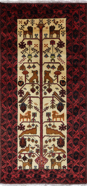 Hand Knotted Oriental 4 X 7 Persian Baluch Area Rug - Golden Nile