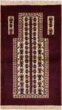 Persian Balouch Handmade Wool Area Rug - 3' 2" X 5' 3" - Golden Nile