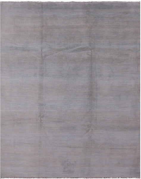Grey Savannah Grass Handmade Wool & Silk Rug - 8' 2" X 10' 1" - Golden Nile