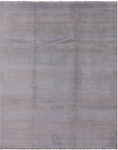 Grey Savannah Grass Handmade Wool & Silk Rug - 8' 2