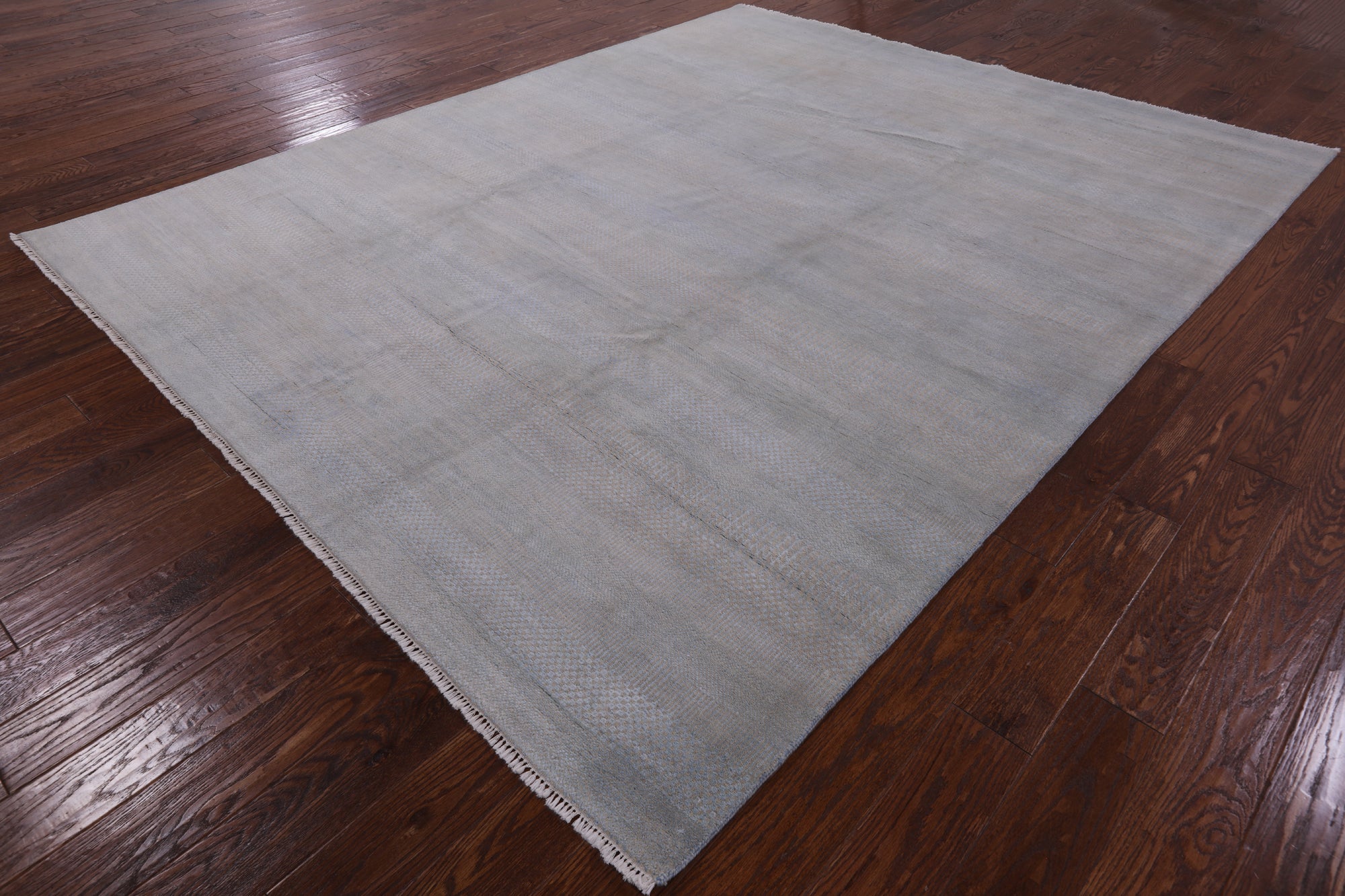 Grey Savannah Grass Handmade Wool & Silk Rug - 8' 2" X 10' 1" - Golden Nile