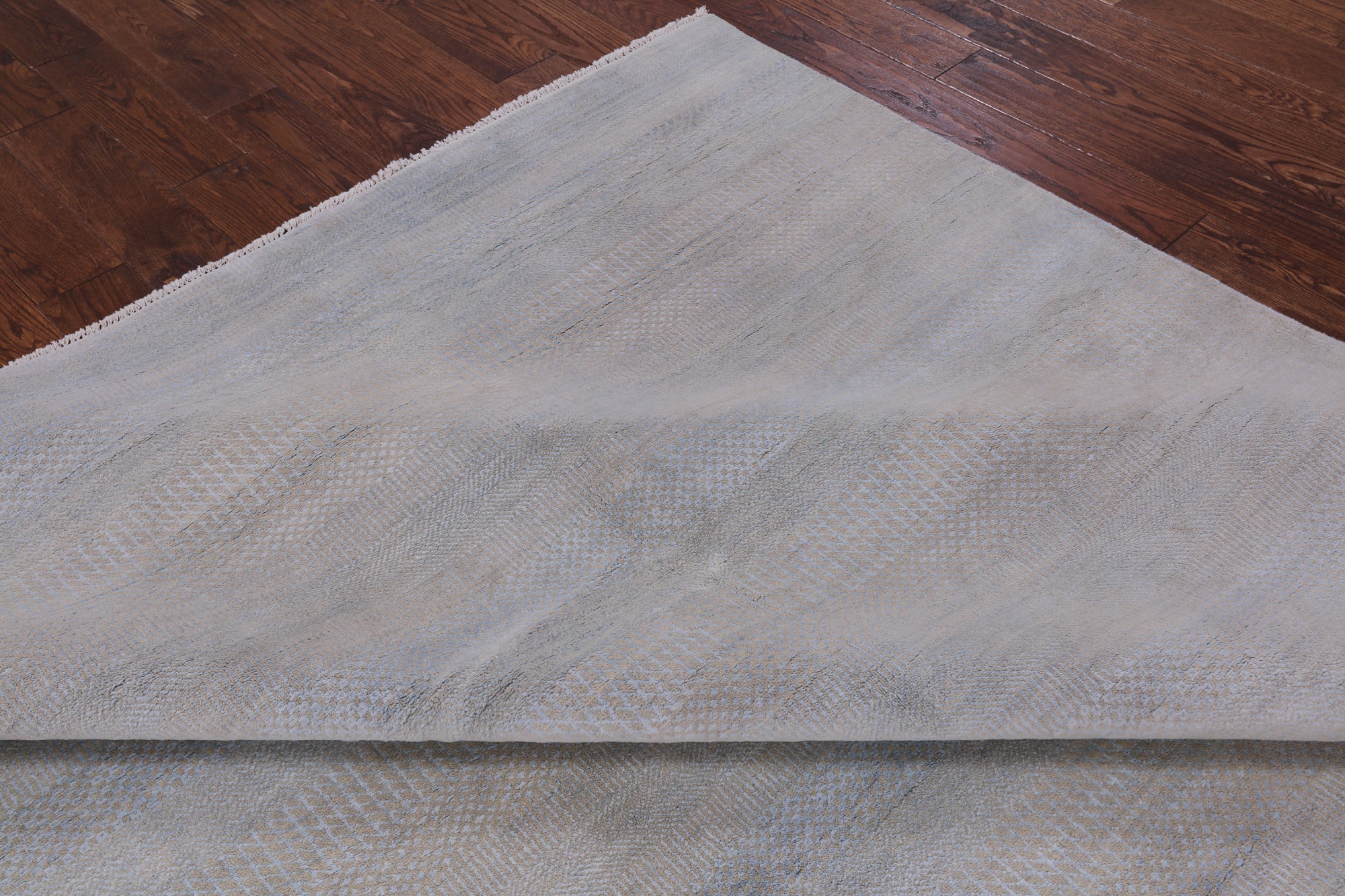 Grey Savannah Grass Handmade Wool & Silk Rug - 8' 2" X 10' 1" - Golden Nile