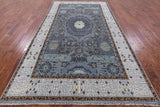 Geometric Persian Mamluk Hand Knotted Wool Rug - 6' 1" X 10' 9'' - Golden Nile