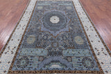 Geometric Persian Mamluk Hand Knotted Wool Rug - 6' 1" X 10' 9'' - Golden Nile