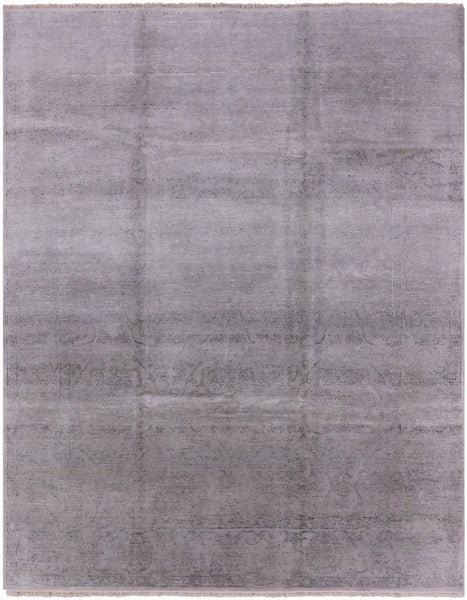 Grey Contemporary Handmade Wool & Silk Rug - 7' 10" X 10' 0" - Golden Nile