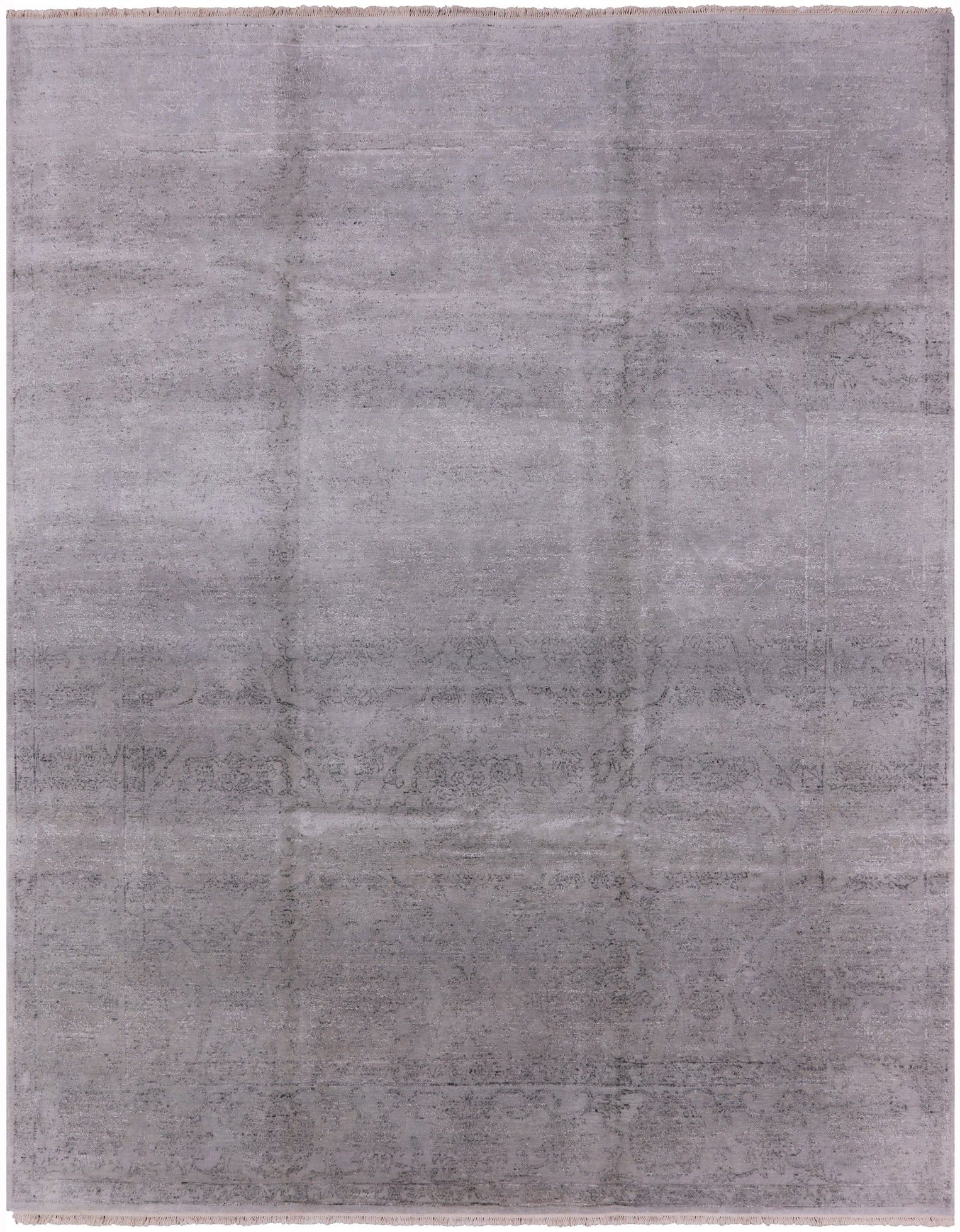 Grey Contemporary Handmade Wool & Silk Rug - 7' 10" X 10' 0" - Golden Nile