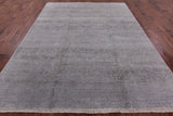 Grey Contemporary Handmade Wool & Silk Rug - 7' 10" X 10' 0" - Golden Nile