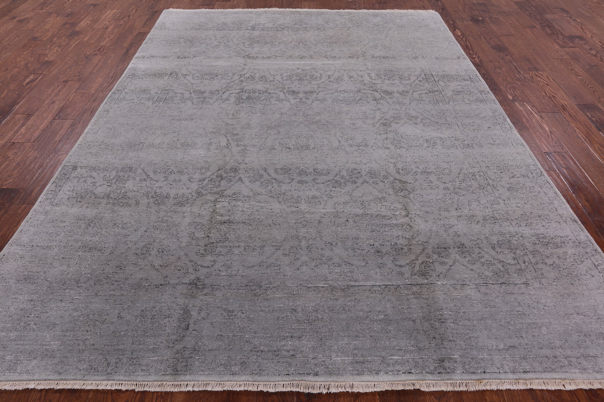 Grey Contemporary Handmade Wool & Silk Rug - 7' 10" X 10' 0" - Golden Nile