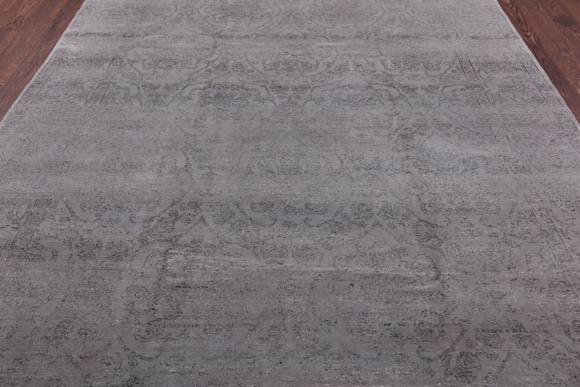 Grey Contemporary Handmade Wool & Silk Rug - 7' 10" X 10' 0" - Golden Nile