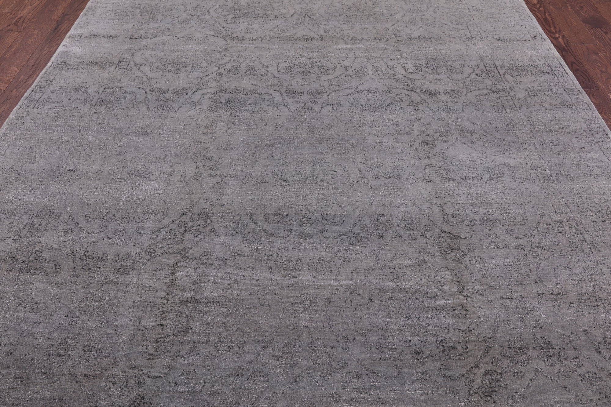 Grey Contemporary Handmade Wool & Silk Rug - 7' 10" X 10' 0" - Golden Nile