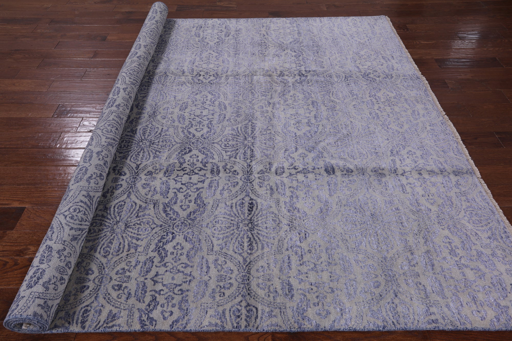 Modern Hand Knotted Wool & Silk Area Rug - 8' 1" X 10' 3" - Golden Nile
