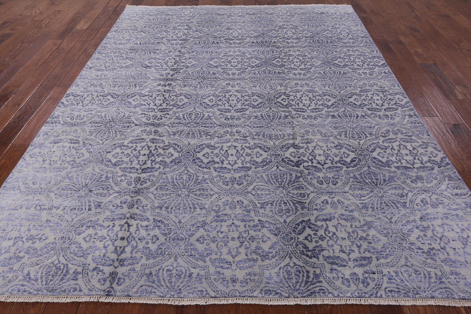 Modern Hand Knotted Wool & Silk Area Rug - 8' 1" X 10' 3" - Golden Nile