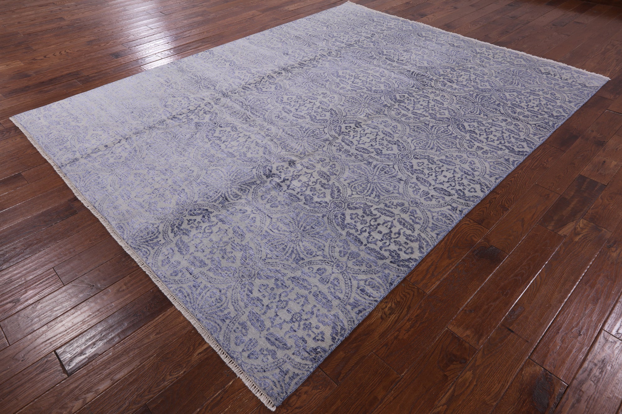 Modern Hand Knotted Wool & Silk Area Rug - 8' 1" X 10' 3" - Golden Nile