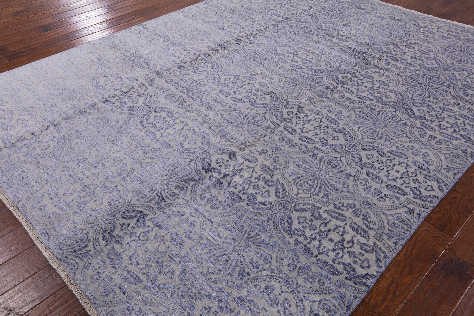 Modern Hand Knotted Wool & Silk Area Rug - 8' 1" X 10' 3" - Golden Nile