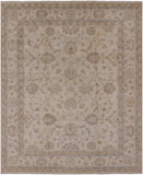 Ivory Peshawar Hand Knotted Rug - 8' 1" X 9' 10" - Golden Nile