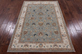 Hand Knotted Oriental Blue Oushak Area Rug 4 x 6 - Golden Nile