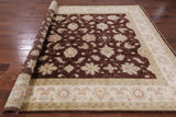 Brown Peshawar Handmade Wool Rug - 8' 0" X 9' 9" - Golden Nile