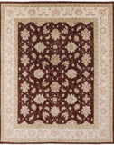 Brown Peshawar Handmade Wool Rug - 8' 0" X 9' 9" - Golden Nile