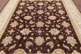 Brown Peshawar Handmade Wool Rug - 8' 0" X 9' 9" - Golden Nile
