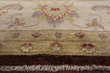 Brown Peshawar Handmade Wool Rug - 8' 0" X 9' 9" - Golden Nile