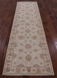 Ivory Peshawar Hand Knotted Wool Runner Rug - 2' 7" X 9' 10" - Golden Nile