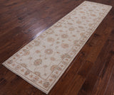 Ivory Peshawar Hand Knotted Wool Runner Rug - 2' 7" X 9' 10" - Golden Nile