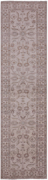 Ivory Peshawar Hand Knotted Wool Runner Rug - 2' 7" X 9' 9" - Golden Nile