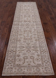 Ivory Peshawar Hand Knotted Wool Runner Rug - 2' 7" X 9' 9" - Golden Nile