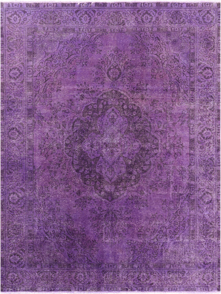 Purple Persian Overdyed Handmade Wool Rug - 9' 7" X 12' 9" - Golden Nile