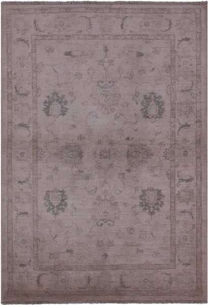 Ivory Peshawar Handmade Wool Area Rug - 4' 2" X 5' 10" - Golden Nile