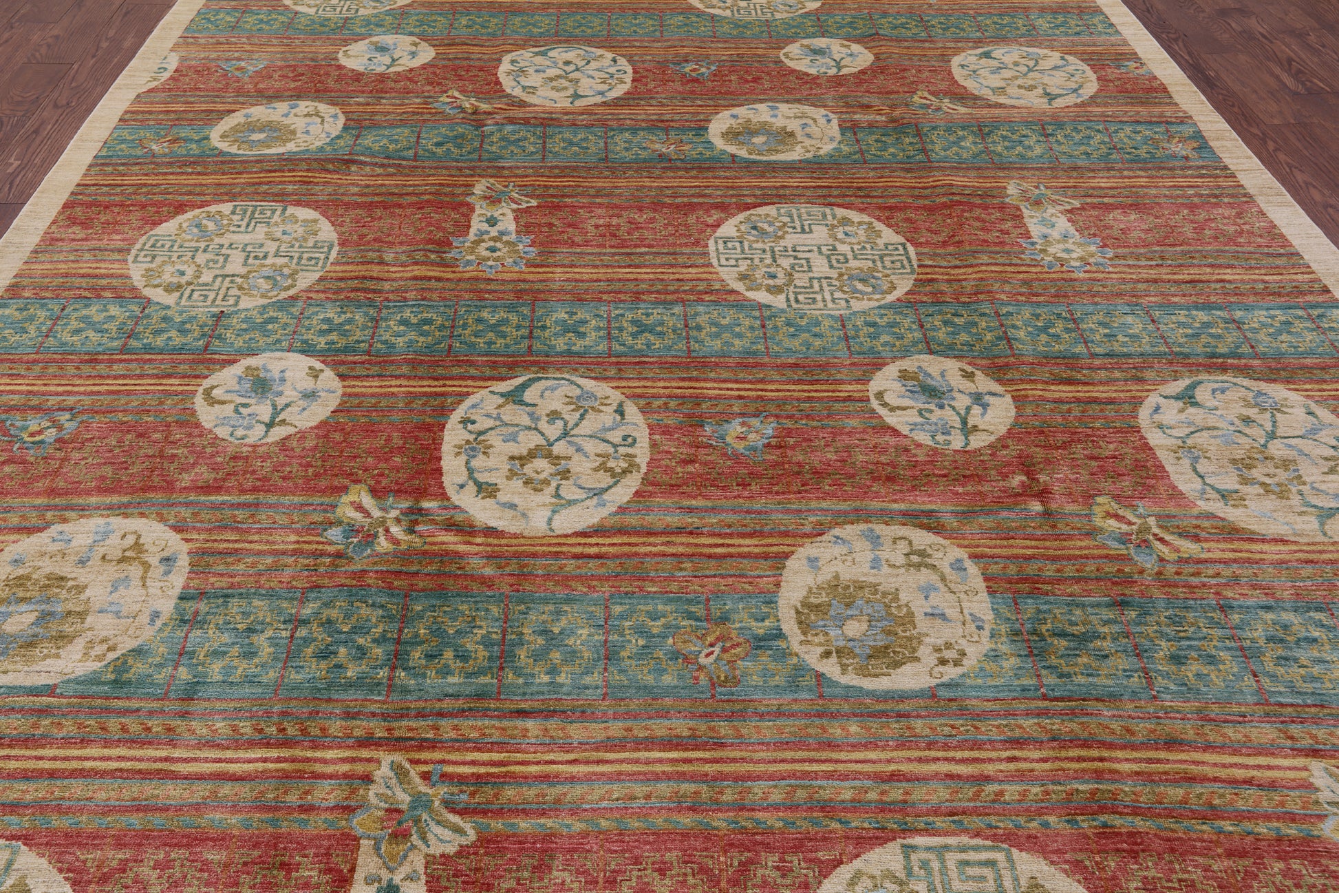 William Morris Hand Knotted Wool Rug - 9' 0" X 11' 9" - Golden Nile