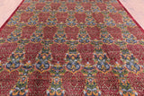 Red William Morris Hand Knotted Wool Rug - 9' 0" X 12' 0" - Golden Nile