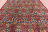 Red William Morris Hand Knotted Wool Rug - 9' 0" X 12' 0" - Golden Nile