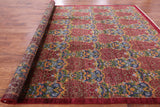 Red William Morris Hand Knotted Wool Rug - 9' 0" X 12' 0" - Golden Nile
