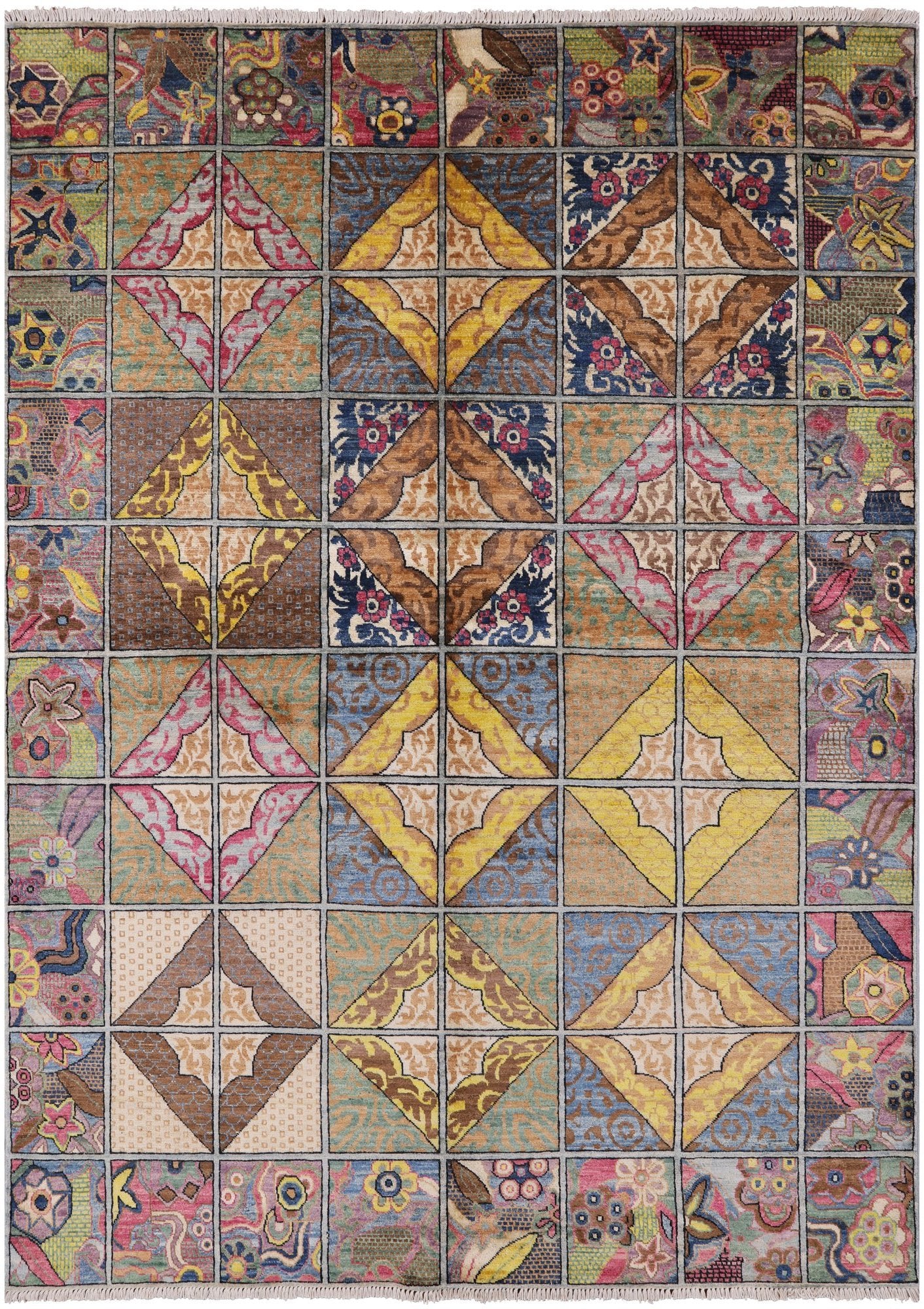 William Morris Handmade Wool Area Rug - 6' 2" X 8' 3" - Golden Nile