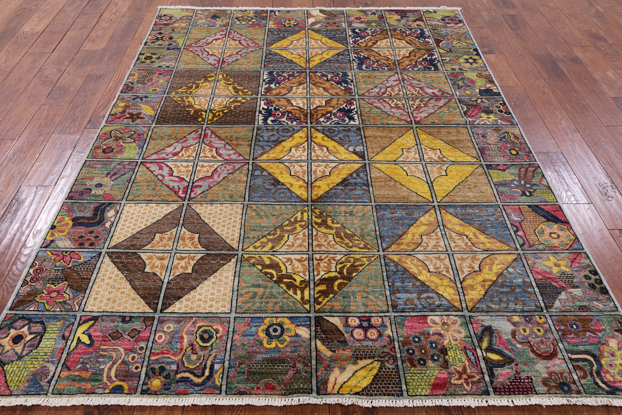 William Morris Handmade Wool Area Rug - 6' 2" X 8' 3" - Golden Nile