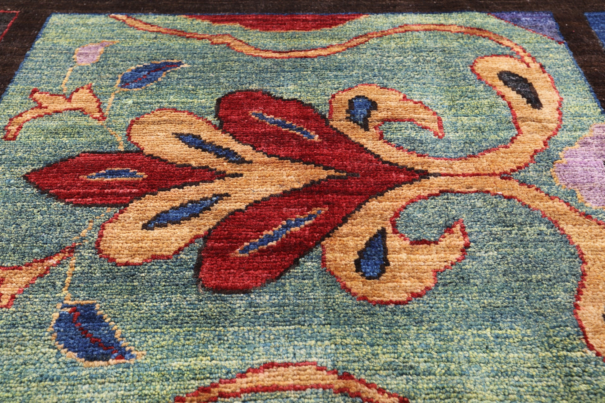 William Morris Handmade Wool Area Rug - 9' 1" X 11' 10" - Golden Nile
