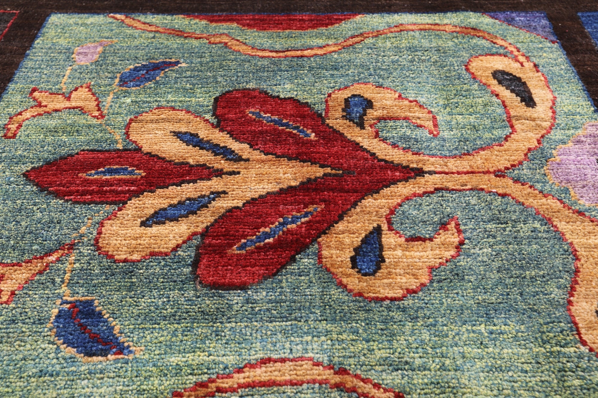 William Morris Handmade Wool Area Rug - 9' 1" X 11' 10" - Golden Nile