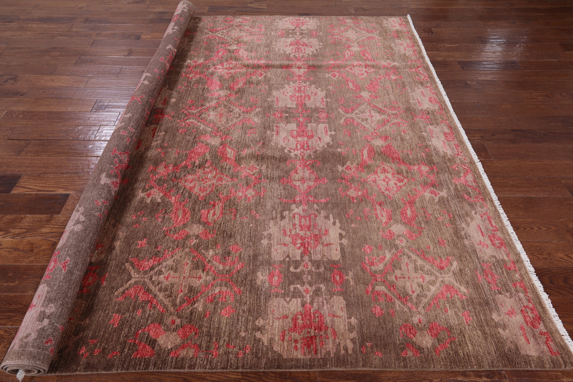 Square William Morris Handmade Wool Area Rug - 9' 2" X 9' 3" - Golden Nile