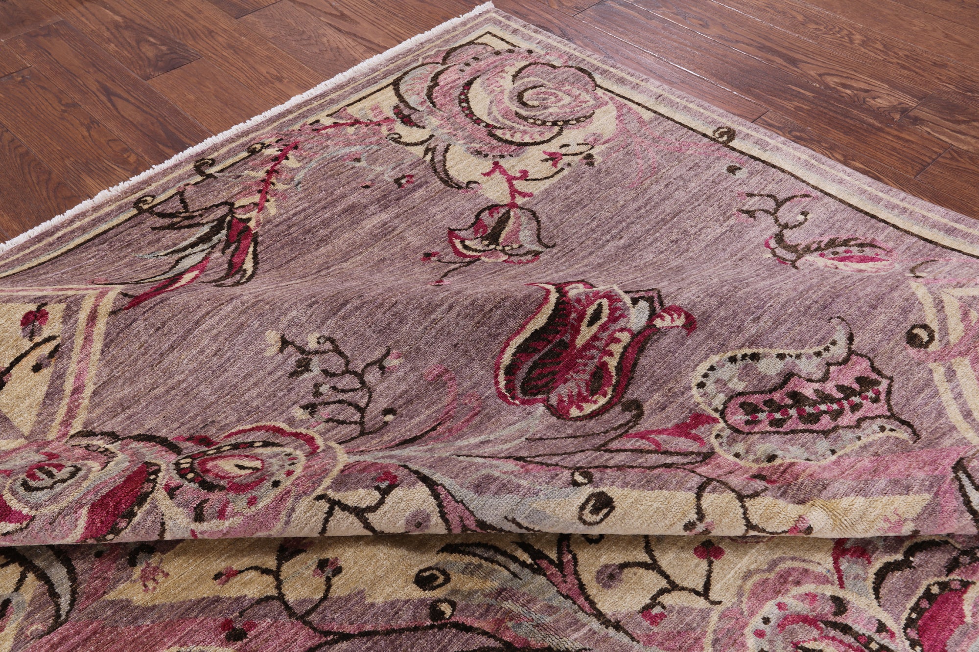 Square William Morris Handmade Wool Area Rug - 8' 3" X 8' 3" - Golden Nile