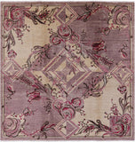 Square William Morris Handmade Wool Area Rug - 8' 3" X 8' 3" - Golden Nile