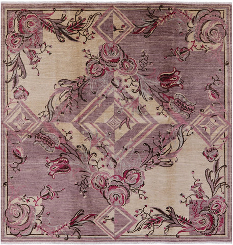 Square William Morris Handmade Wool Area Rug - 8' 3